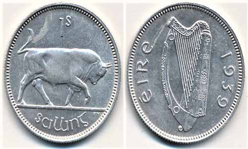 1939 1 silver shilling ireland coins