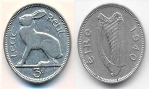 1940 3 pence 3d ireland coins