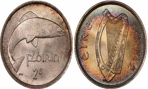1942 silver 2 florin coin ireland ireland coins
