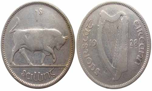ireland coins 1928 irish free state shilling coin