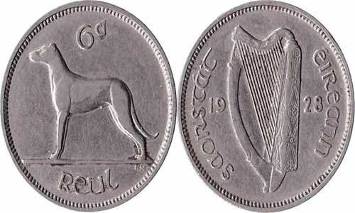ireland coins 1928 irish free state 6 pence coin