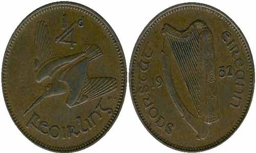 ireland coins 1932 irish free state farthing coin