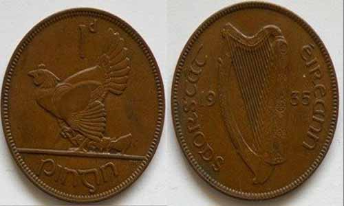 Ireland Scarcer Year Free State Issue Irish One Penny Coin Minted 1933 