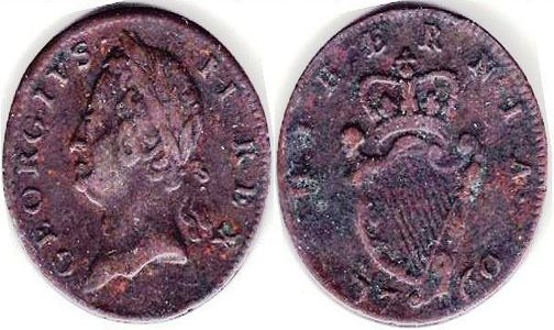 Hibernia Half Penny Coin 1760
